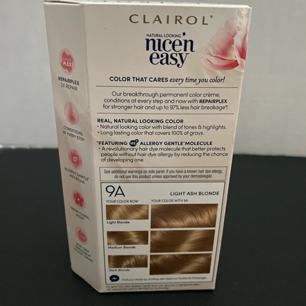 CLAIROL Nice ‘n Easy Permanent Hair Color 9A Light Ash Blond NEW